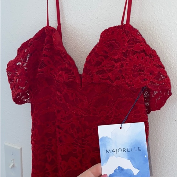 Majorelle Angelique Red Lace Gown Maxi Dress - Picture 5 of 8